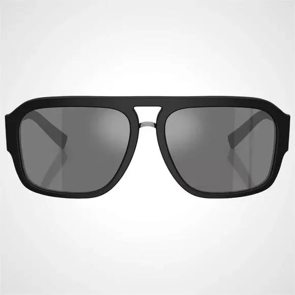 New Dolce & Gabbana Sunglasses Black Matte Aviator Pilot Gray Mirror Black Lens